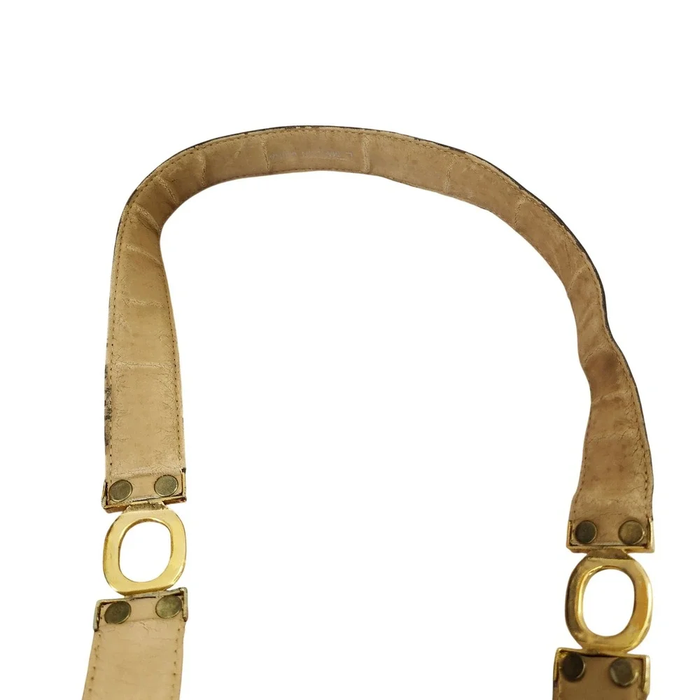 Classic Dark Brown Genuine Leather Belt with Gold Ring Accents Sz L Dk Academia‎